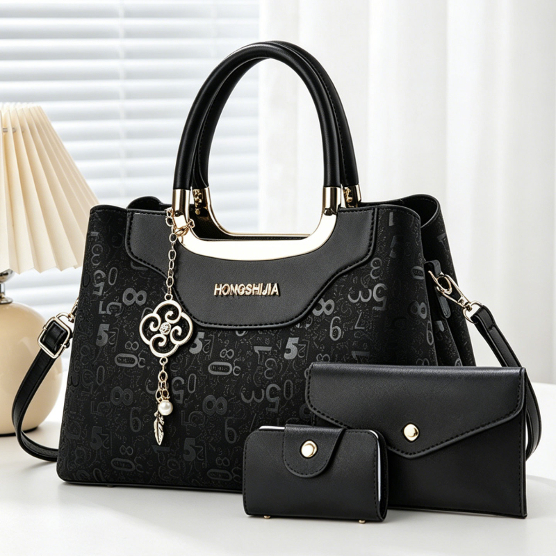 Luxury Bags & Leather Repair Of Atlanta Reviews - 3ピースファッションレディースハンドバッグセット、女性用ライトラグジュアリーデジタルプリントクロスボディバッグ、大容量マルチポケットショルダーバッグ
