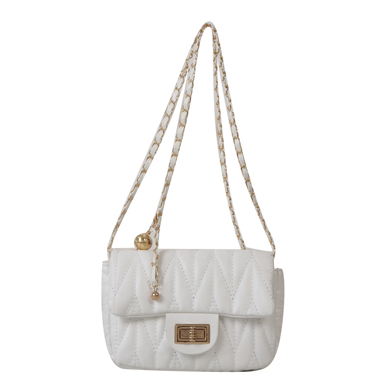 Chain Crossbody Quilted - 女性キルティング PU クロスボディバッグメタルチェーンロックミニショルダーバッグデイリーデートショッピングハンドバッグ女の子のためのレディース