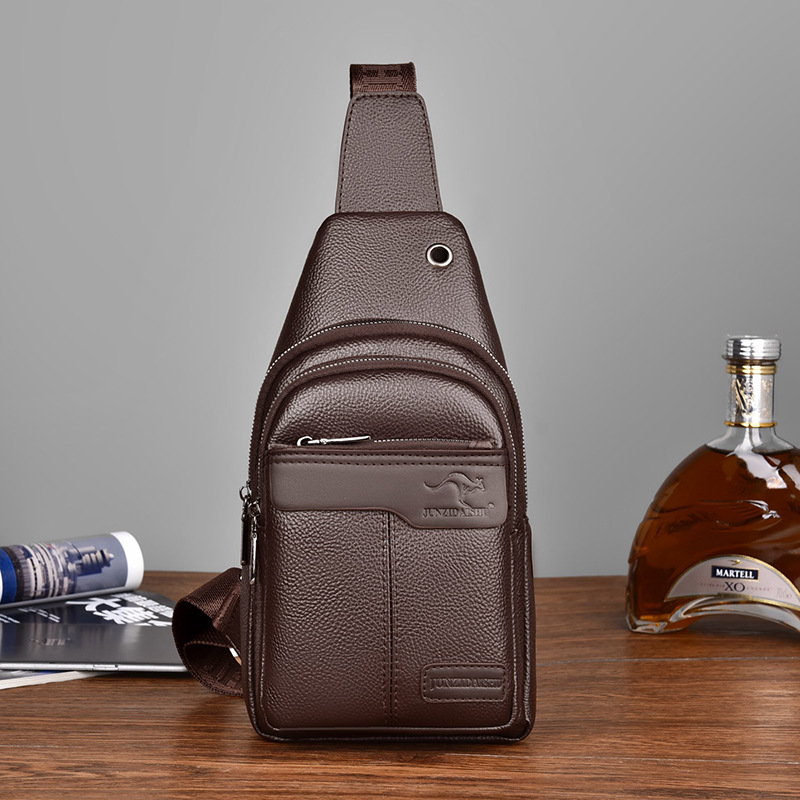 Luxury Bags For Men Brands - 高級ブランドチェストパックレザーメッセンジャーバッグ男性ビジネスクロスボディバッグ男性用スリングバッグブラックブラウン新カジュアルマンチェストバッグ
