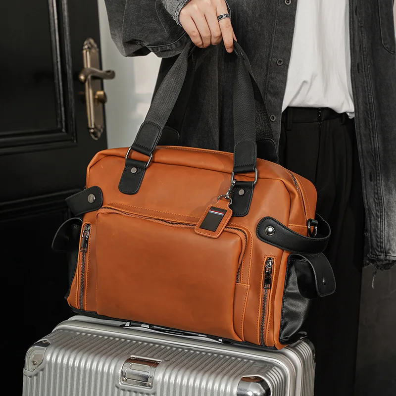 Luxury Bags For Men Brands - トレンディなメンズショルダーバッグレトロ高級クレイジーホースレザークロスボディバッグ男性ハンドバッグブランドビジネスメンズメッセンジャーバッグブリーフケース