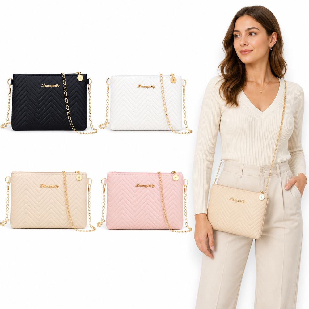 PUレザー製レディースクロスボディバッグ、キルト加工、ジッパ - Chain Crossbody Quilted のレビューと価格