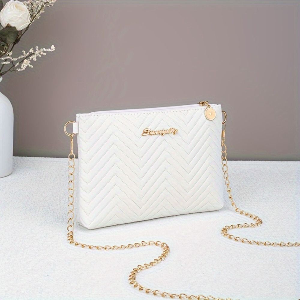 PUレザー製レディースクロスボディバッグ、キルト加工、ジッパ - Chain Crossbody Quilted のレビューと価格