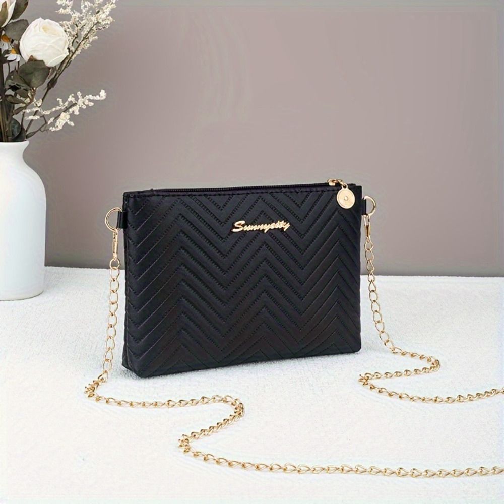 PUレザー製レディースクロスボディバッグ、キルト加工、ジッパ - Chain Crossbody Quilted のレビューと価格