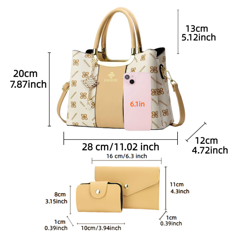 ライトラグジュアリー高級プリントハンドバッグ（女性用）、3ピ - Luxury Bags & Leather Repair Of Atlanta Reviews のレビューと価格