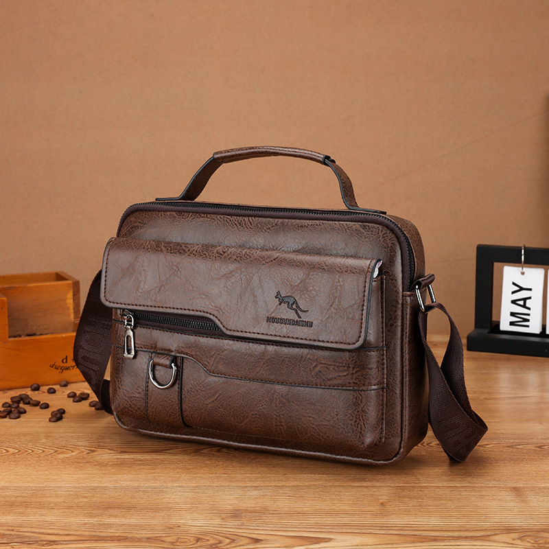Kangaroo-男性用レザーメッセンジャーバッグ,カジュア - Luxury Bags For Men Brands のレビューと価格