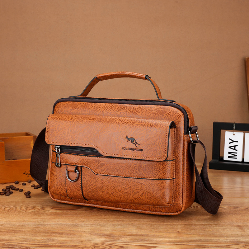 Kangaroo-男性用レザーメッセンジャーバッグ,カジュア - Luxury Bags For Men Brands のレビューと価格