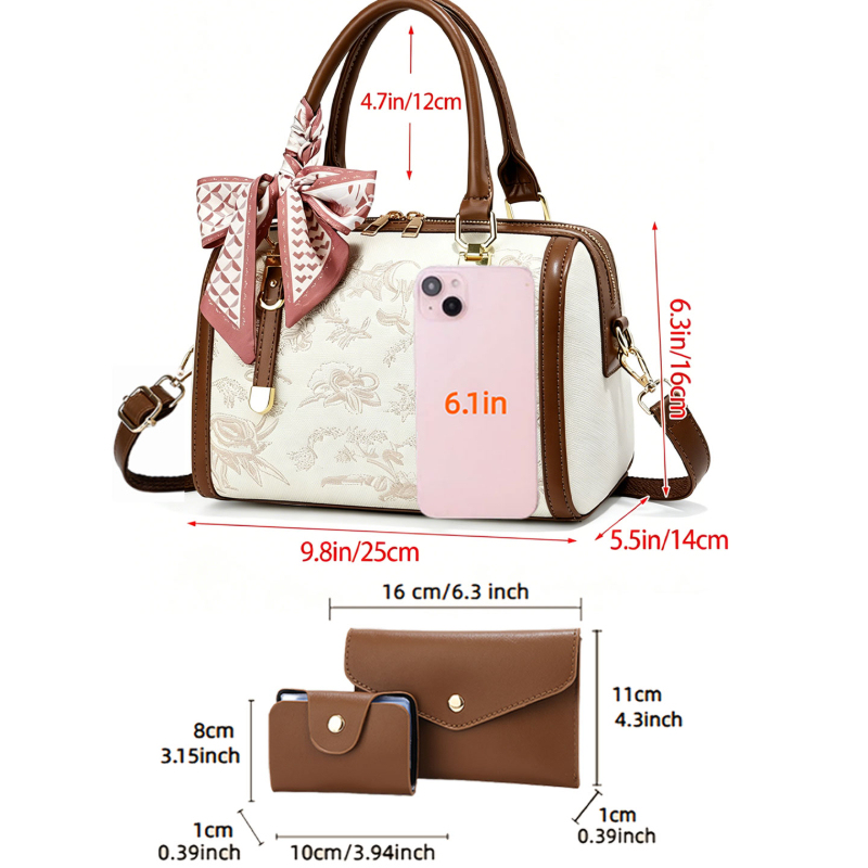 軽やかな高級感の刺繍入りレディースハンドバッグ、3点セットの - Luxury Bags & Leather Repair Of Atlanta Reviews のレビューと価格