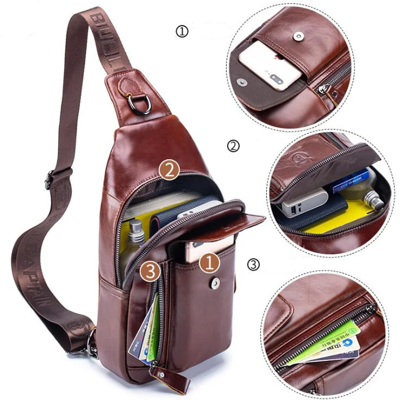ブランドプレミアム 100% 本革チェストバッグ男性用高級ク - Luxury Bags For Men Brands のレビューと価格