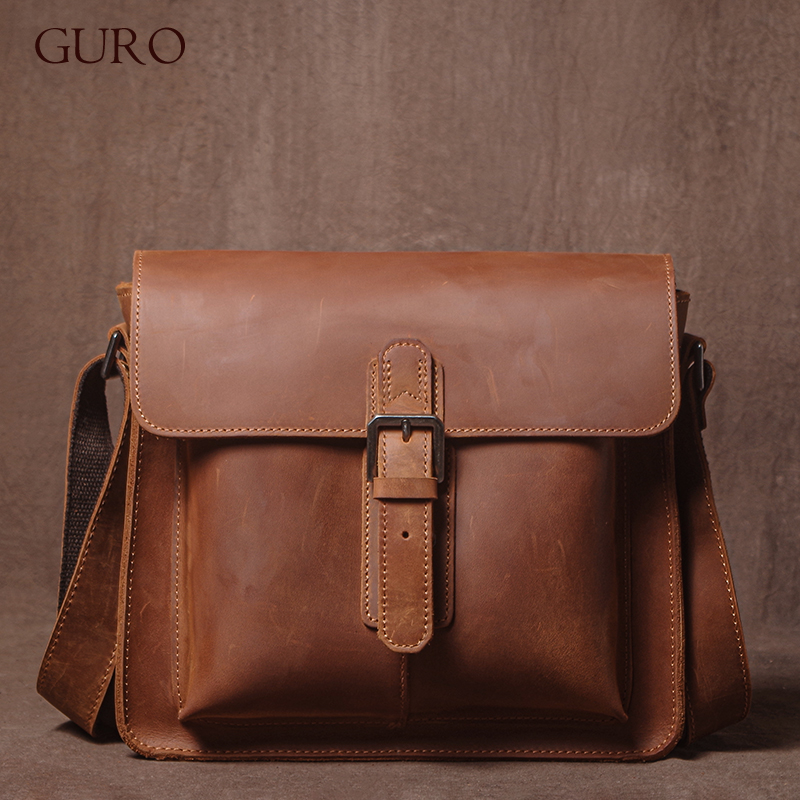 GURO 高級ブランド本革ショルダーバッグ男性クレイジーホー - Luxury Bags For Men Brands のレビューと価格