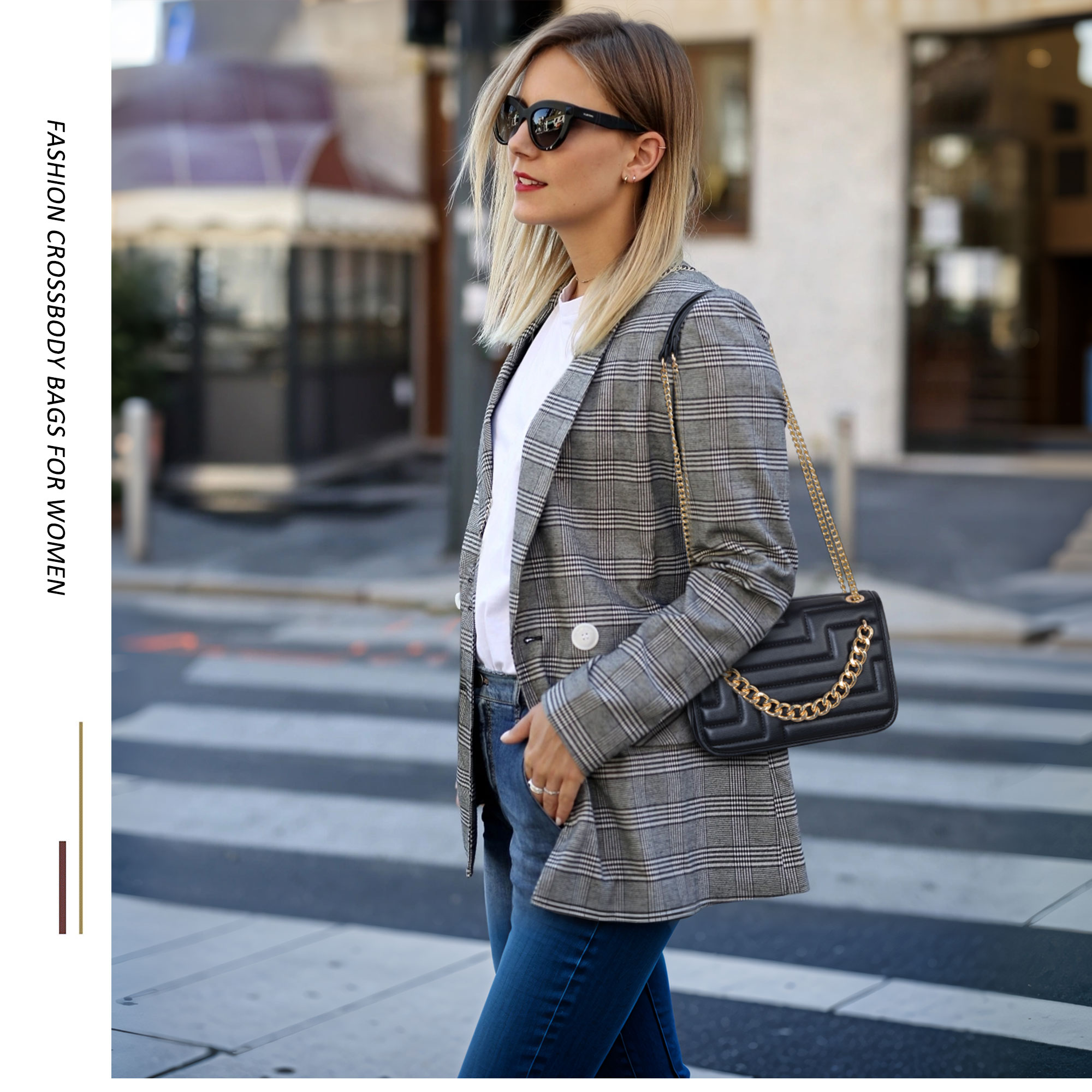 女性用アンダーアームショルダーバッグ ヴィーガンレザーショル - Chain Crossbody Quilted のレビューと価格