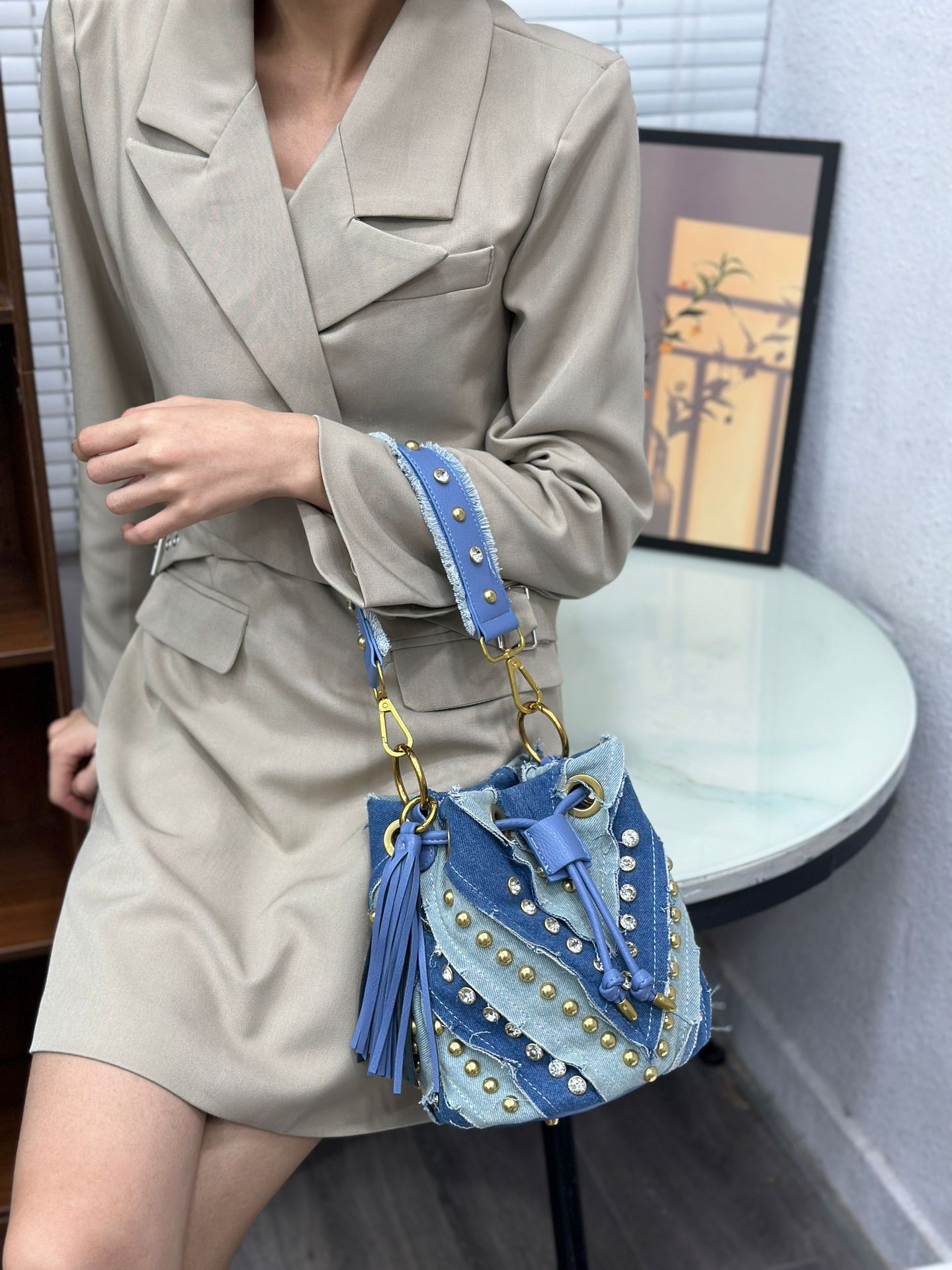ライトラグジュアリーファッショナブルなダイヤモンド象嵌ハンド - Luxury Bags Denim のレビューと価格