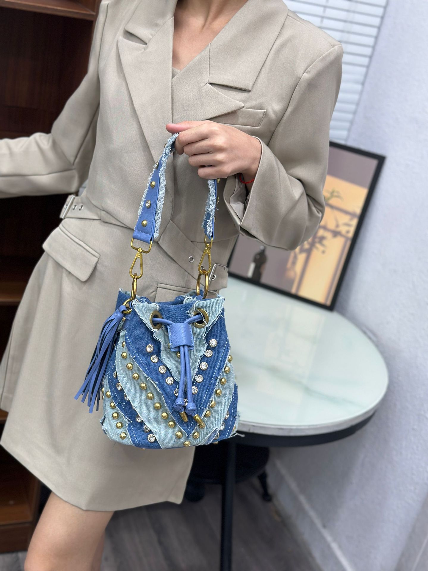 ライトラグジュアリーファッショナブルなダイヤモンド象嵌ハンド - Luxury Bags Denim のレビューと価格