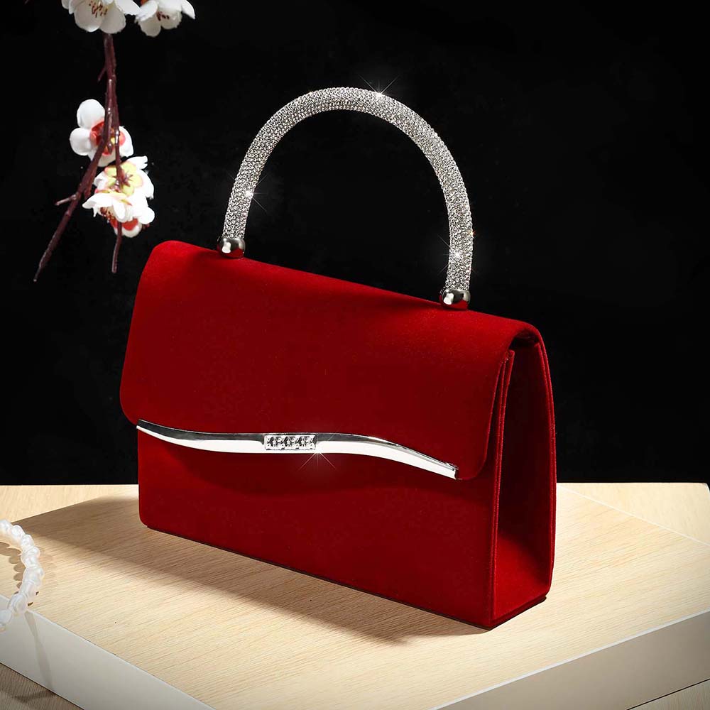 新しいワインレッドのベルベットにダイヤモンドがちりばめられた - Luxury Bags Outlet のレビューと価格