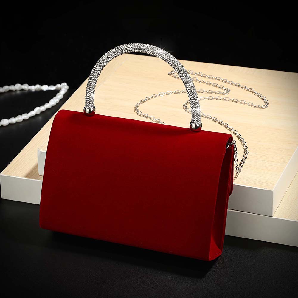 新しいワインレッドのベルベットにダイヤモンドがちりばめられた - Luxury Bags Outlet のレビューと価格