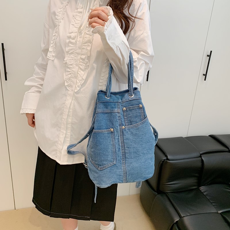 デニム女性用バックパック、ティーンエイジャーの女の子向けカジ - Luxury Bags Denim のレビューと価格