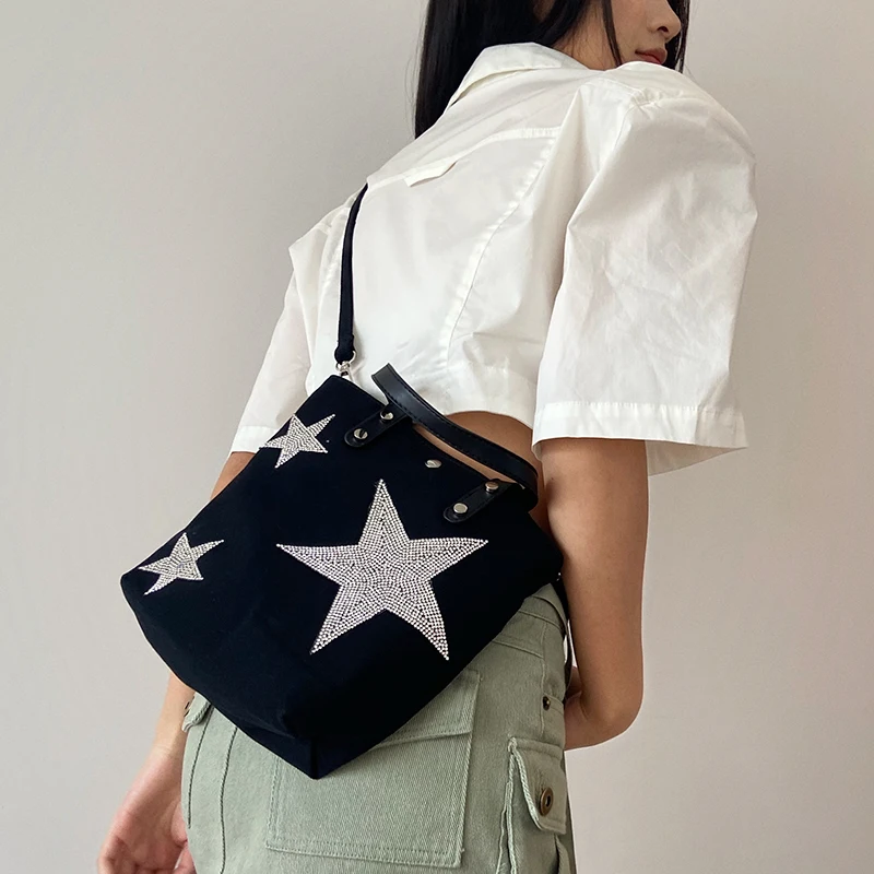 ファッションデニム女性ハンドバッグ高級ダイヤモンドスターパタ - Luxury Bags Denim のレビューと価格