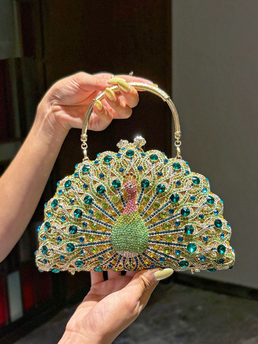 女性の手頃な価格の高級ファッションダイヤモンド光沢のある孔雀 - Luxury Bags Affordable のレビューと価格