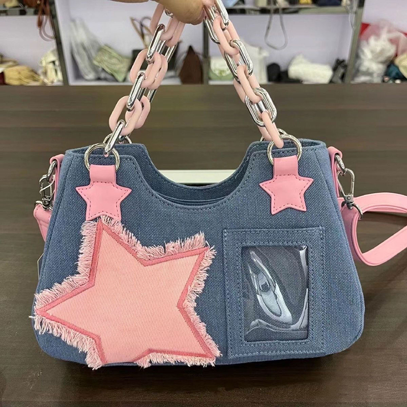 デニム素材の女性用脇下ショッパートートバッグ、大容量デザイナ - Luxury Bags Denim のレビューと価格