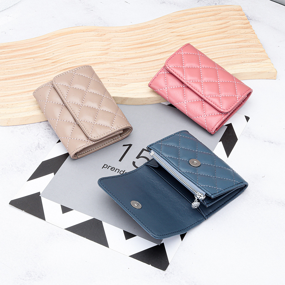 羊革キルティングカードホルダー レディース 二つ折りレザー  - Luxury Bags Brand Names のレビューと価格