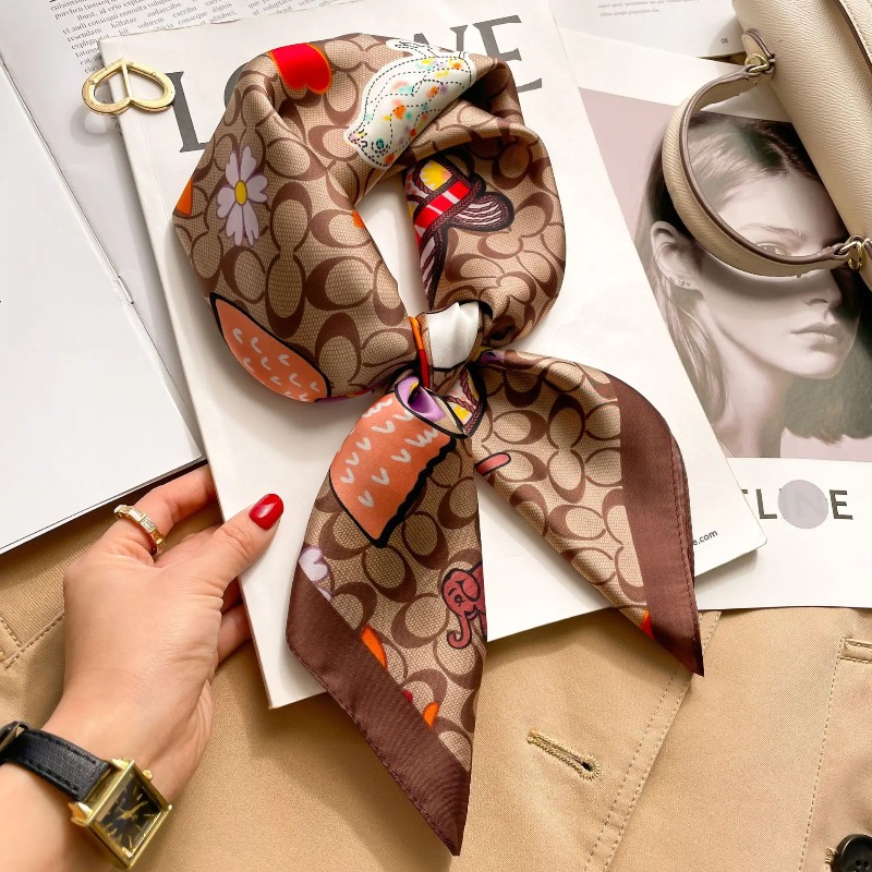 女性の高級シルクサテンスクエアスカーフエレガントな花柄ハンカ - Luxury Bags Expensive のレビューと価格