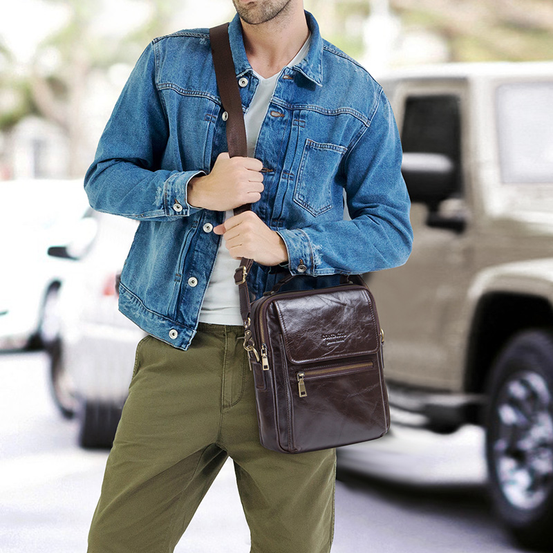 CONTACT'S 新しい本革メッセンジャーバッグ男性用カジ - Luxury Bags For Men Brands のレビューと価格